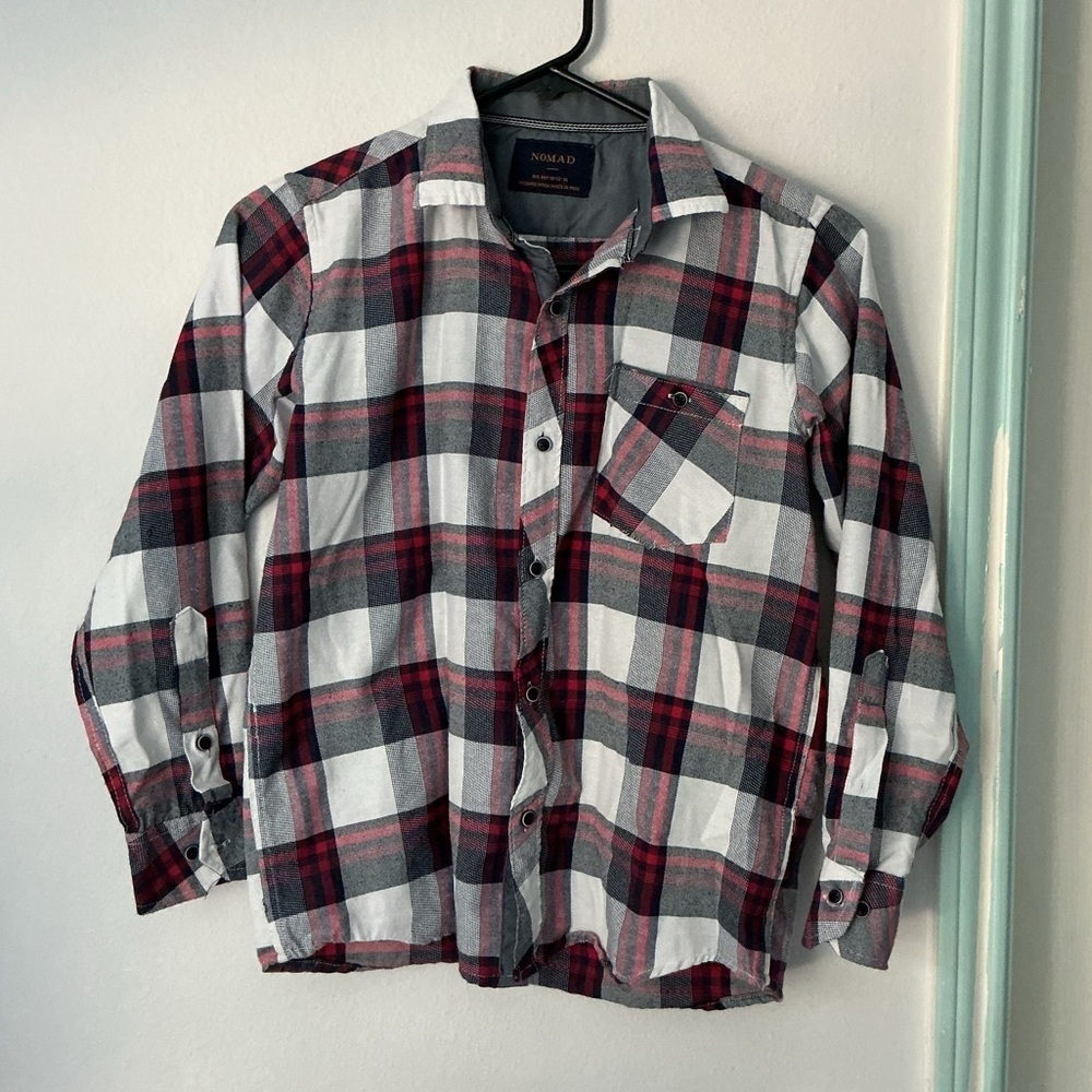 Nomad Kids Plaid Shirt - Red, Black, White